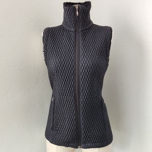 Columbia Diamond Quilted Faux Fur Collar Black Vest Small